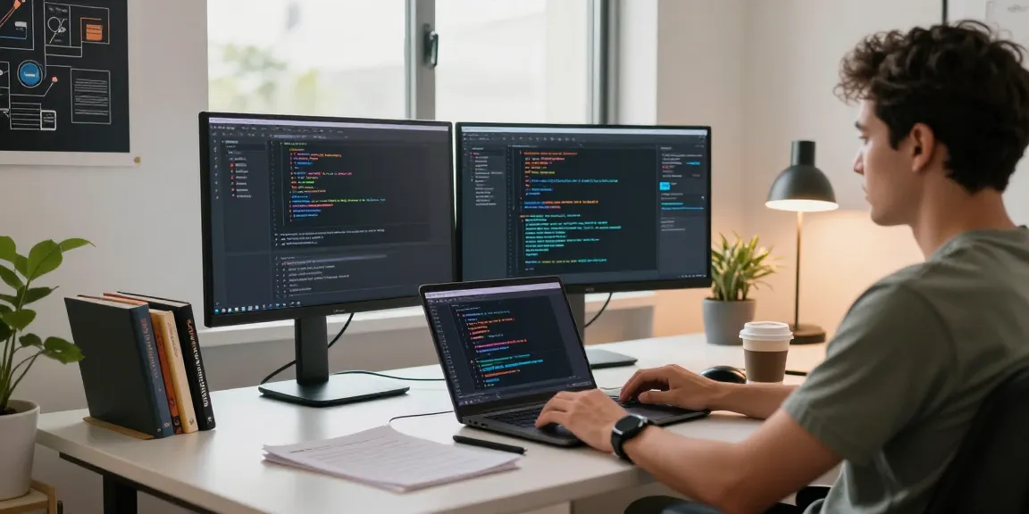 Developer utilizing Apicurl as a Postman alternative in a modern workspace.