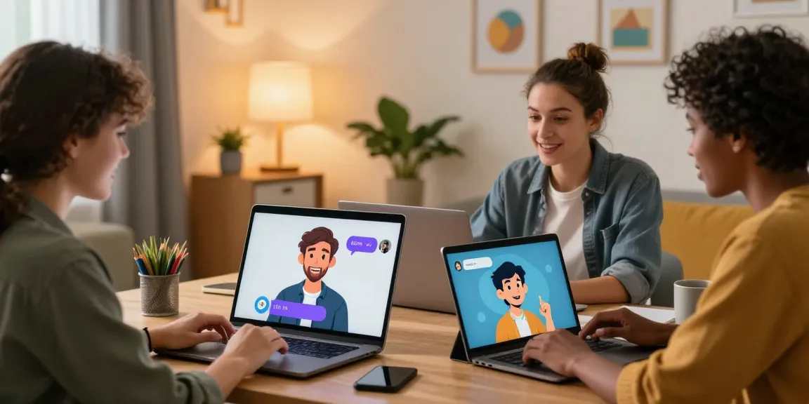 Group discussing nsfw ai chat features in a cozy digital workspace.