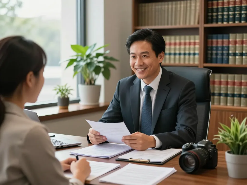 Orlando Personal Injury Lawyer consulting with a client in a warm office setting.