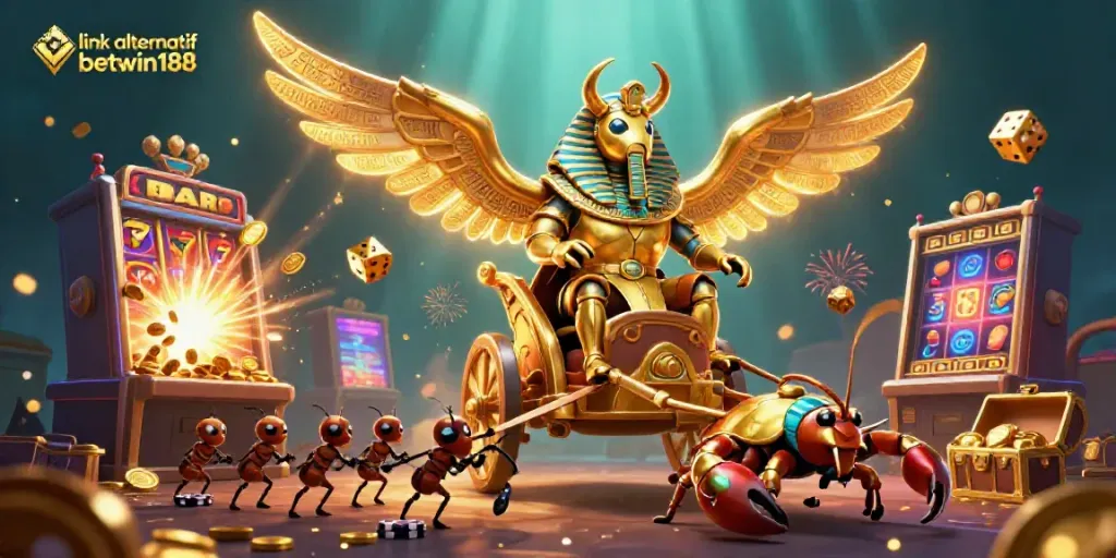 Permainan menarik di link alternatif betwin188 dengan menampilkan karakter kartun 3D dalam suasana kasino.