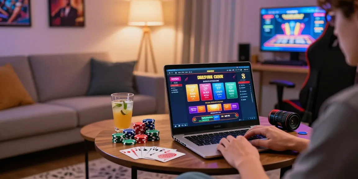 Engaging player enjoying credit card casinos experience in cozy gaming room