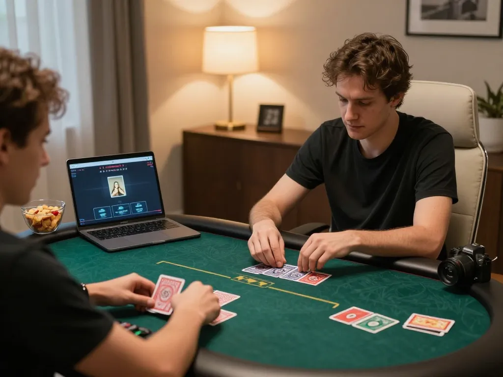 Engaging online poker scene with lc88, showing player focused during gameplay.