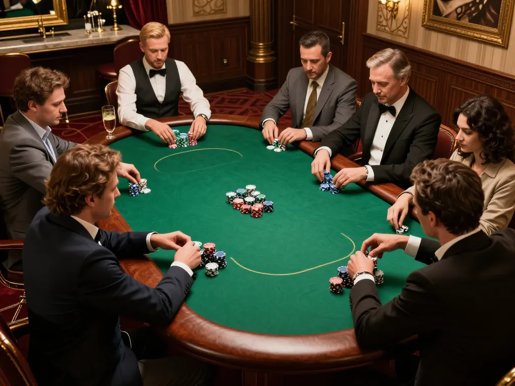 cloud-africa high-stakes players strategizing in a luxurious private poker game