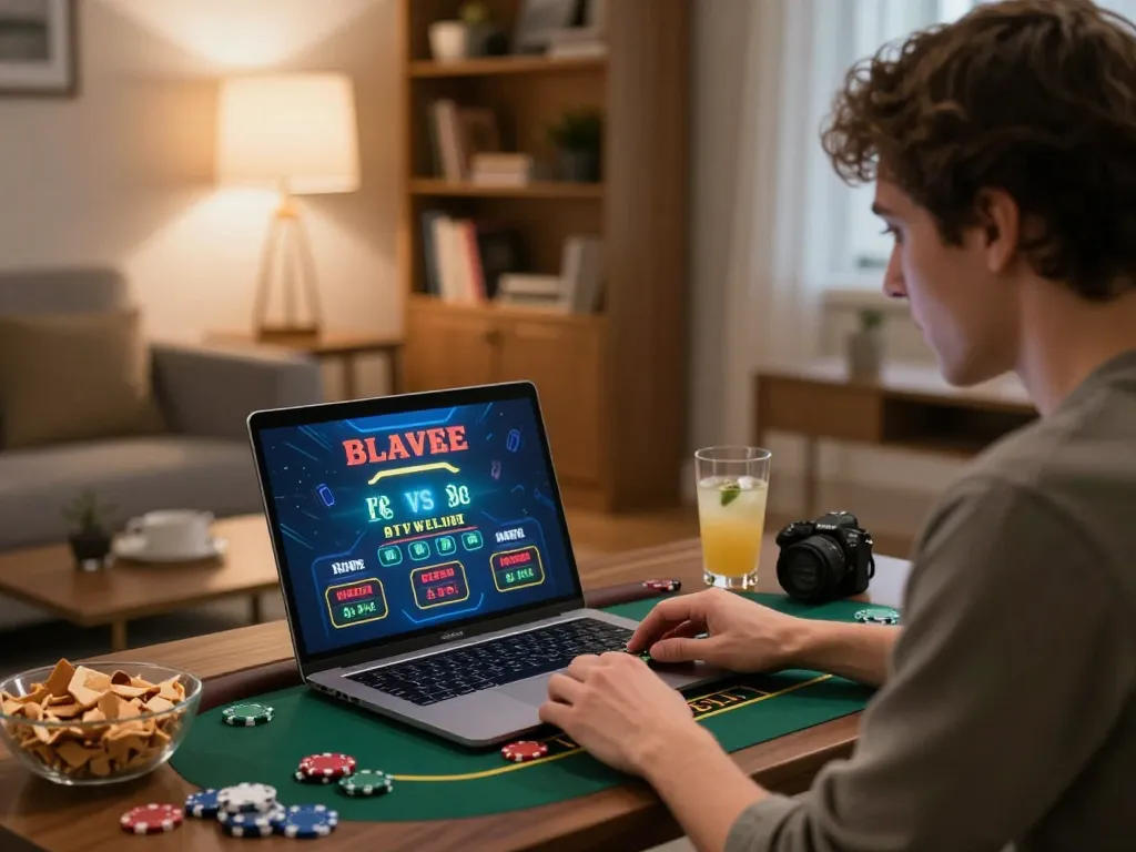 Player enjoying an exciting blackjack game at hit club online casino from home