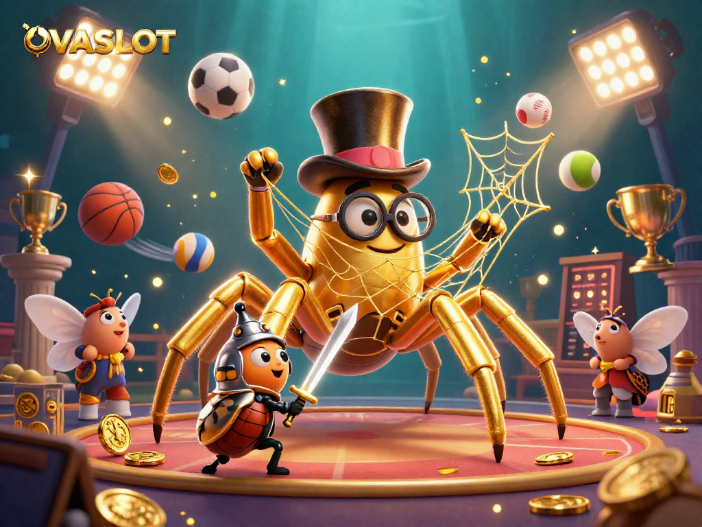 Engage in exciting online sports betting with OVASLOT, featuring vibrant casino elements and dynamic gameplay.