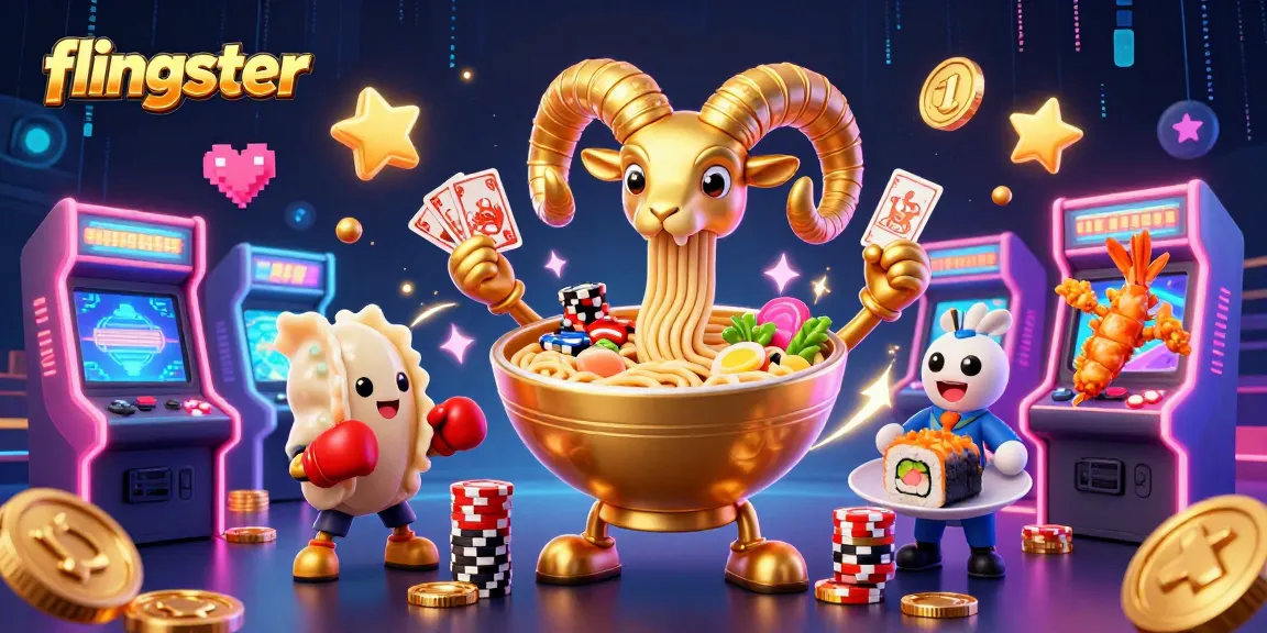 Engage with flingster in a vibrant and dynamic 3D casino scene featuring unique characters and game elements.