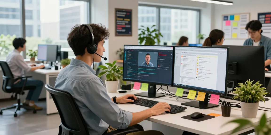 Technician providing Telus-Technical-Support in a vibrant office environment, showcasing customer interaction.