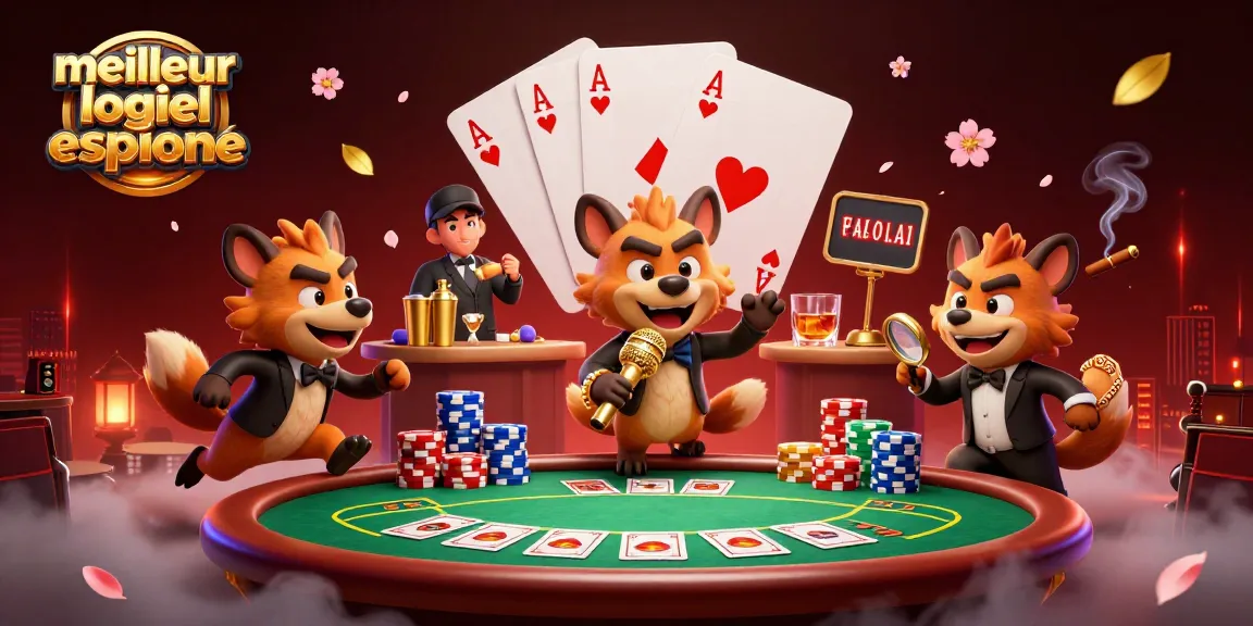Le meilleur logiciel espion téléphone révèle des secrets dans une ambiance de casino animée avec des hyènes.