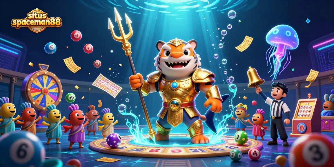 Situs spaceman88 showcases lively underwater casino action with a shark leading the game.