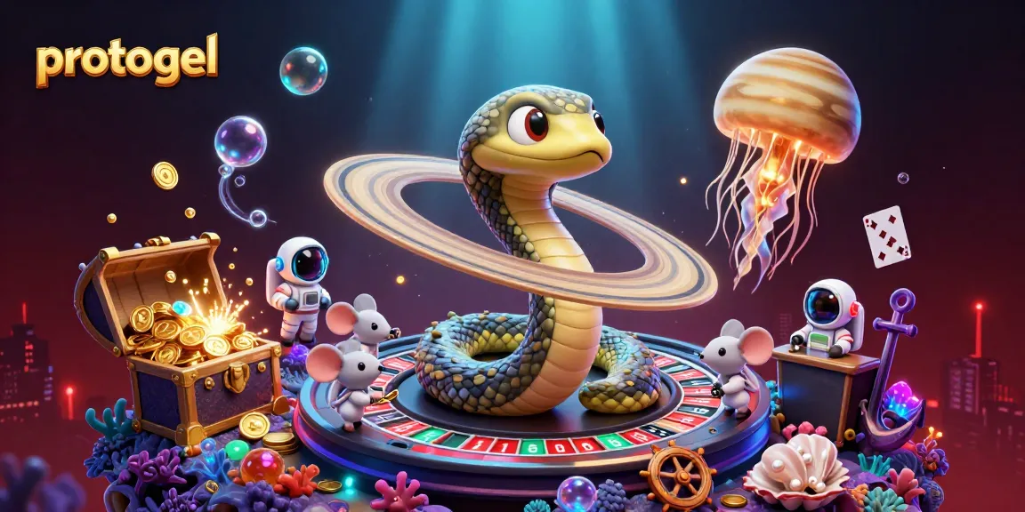 Experience thrilling bets with protogel's cosmic casino scene featuring vibrant characters and dynamic gambling elements.