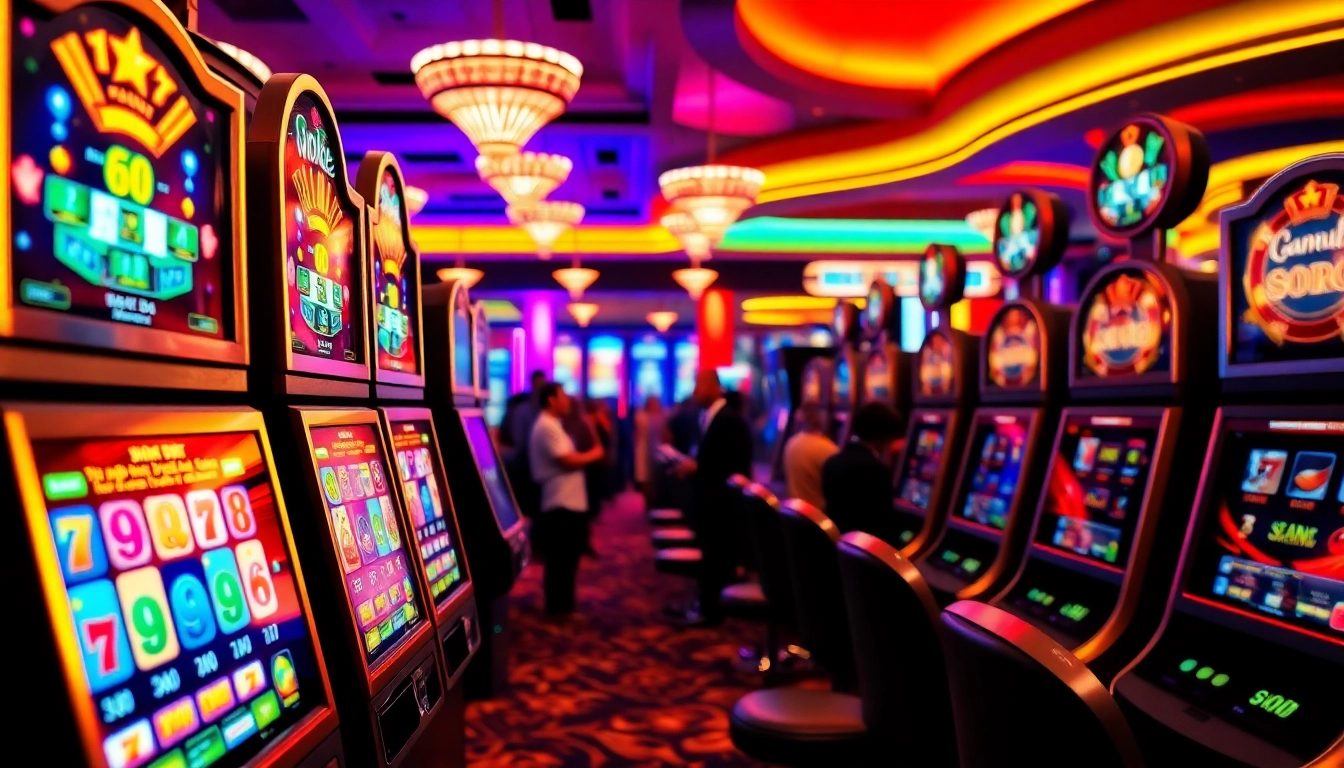 Mengakses tikislot login di mesin slot kasino yang cerah dan berwarna-warni.