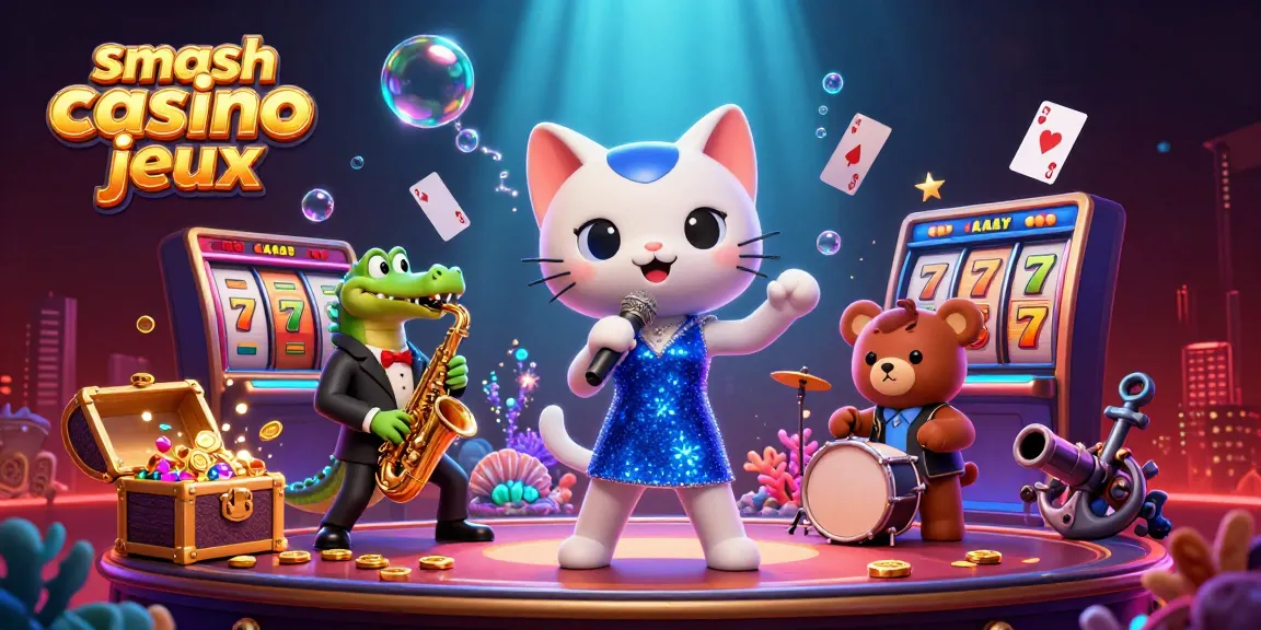 Jouez à smash casino jeux avec des machines à sous et une ambiance animée de casino.