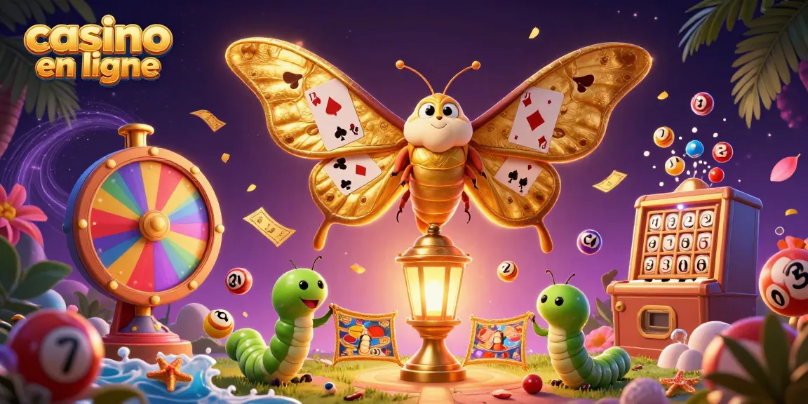 Lancez vos jeux sur casino en ligne avec une illustration dynamique de casino remplie d'éléments colorés.
