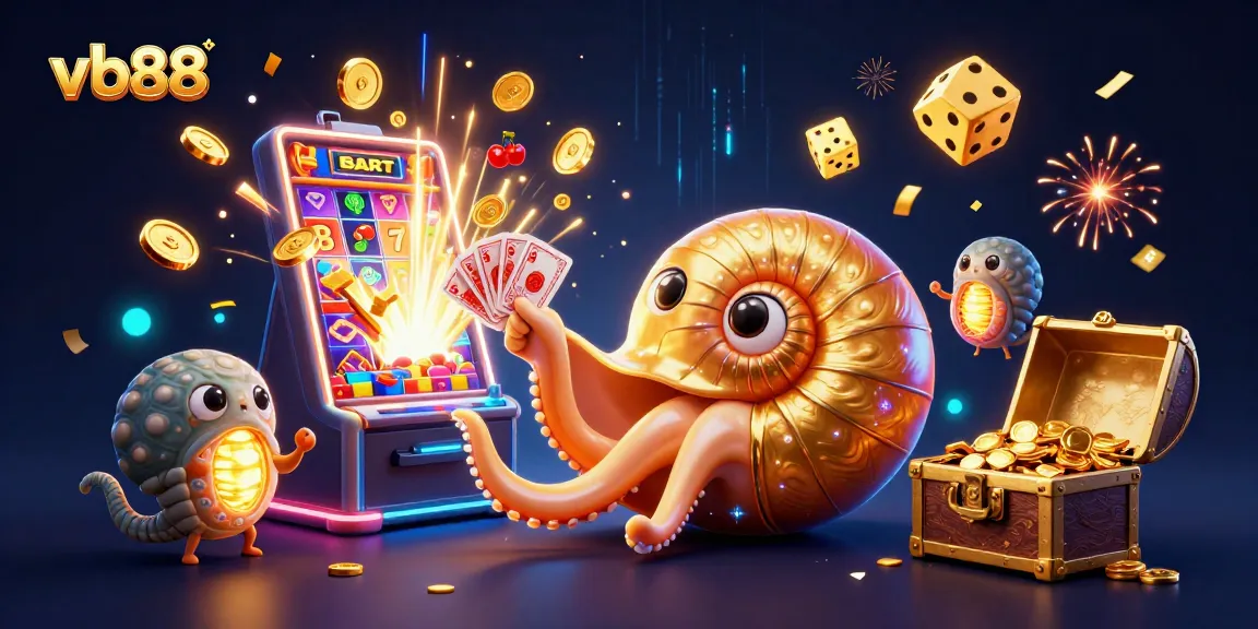 Experience the excitement of vb88 with a vibrant 3D casino scene showcasing a giant nautilus and dynamic game elements.