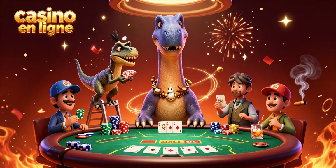 Jouez au casino en ligne avec un brontosaurus géant et un croupier raptor aux cartes !