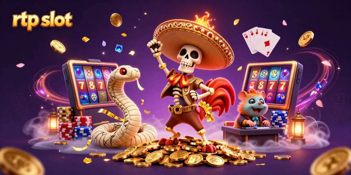 Memenangkan rtp slot dengan keberuntungan menggunakan simbol slot dan kerumunan koin emas.